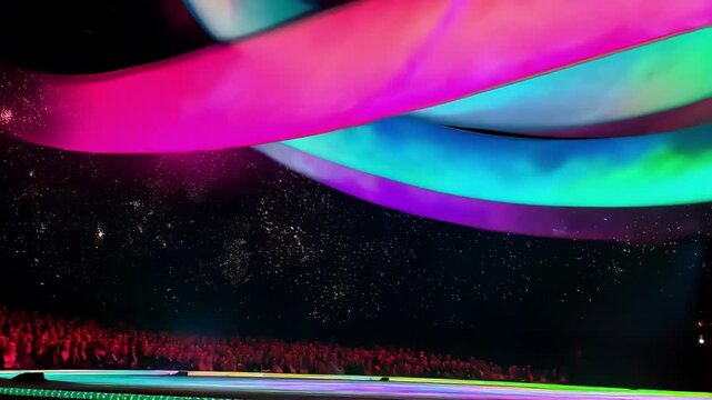 LED Stage Wall with Abstract Geometric Light Panels and Subtle Haze &ndash; Modern Event Background Loop