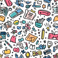 seamless pattern with doodle objects