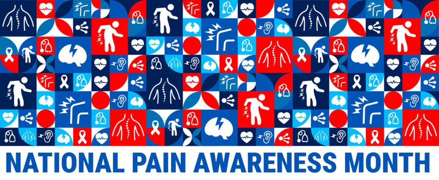 national Pain Awareness Month Geometric shape pattern background, banner, card or poster design template is observed every year during September, to raise awareness about the mission. Vector