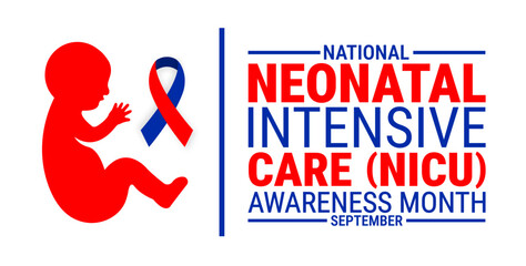 National Neonatal Intensive Care NICU Awareness Month background, banner, card or poster design template is observed every year during September, to raise awareness about the mission. Vector