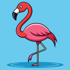 Pink Flamingo Vector Illustration – Flat Cartoon Style Bold Lines