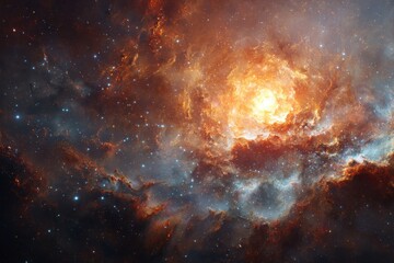 Obraz premium Majestic cosmic explosion showcasing the birth of galaxies and stars, perfect for astronomy lovers seeking breathtaking space imagery and celestial wonders