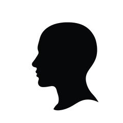 Human Head Silhouette Vector Icon Isolated on White Background