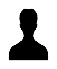 Silhouette of a person's head and shoulders against a white background in a simple and clean style