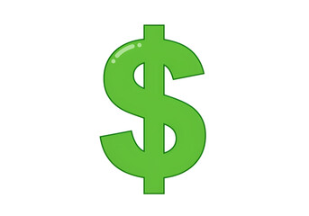 Fototapeta premium Vibrant Green Dollar Sign Financial Symbol Currency Icon Business Concept on transparent background