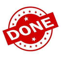 done red rubber stamp on white background