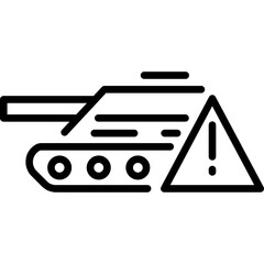 ank with hazard sign for conflict, invasion, and national security