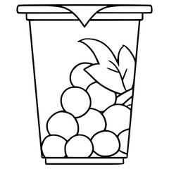 sealed cup grape juice drink illustration hand drawn outline vector