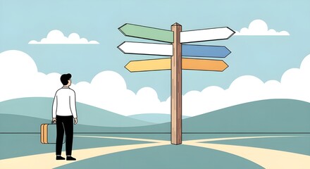 Obraz premium Counseling Adult Education Concept – Minimalist Crossroads Illustration
