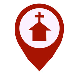 Obraz premium map pointer with chruch sign icon on white background