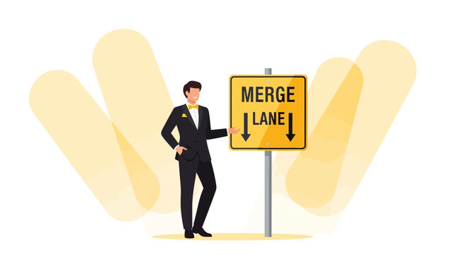 Elegant Man In Suit Suggests Merging Lanes And Safe Driving Protocol - Powered by Adobe
