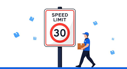 Fast Delivery Under Speed Limit Illustration Concept For Modern Transportation
