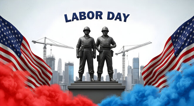 Labor Day Celebration with American Flags.