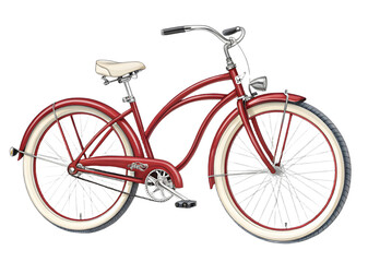 Red bicycle on white background 