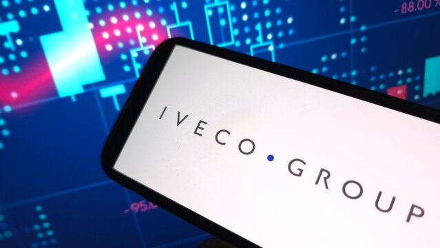 Konskie, Poland - August 14, 2025: Iveco Group company logo displayed on mobile phone