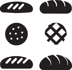  bread silhouette vector black and white bundle 