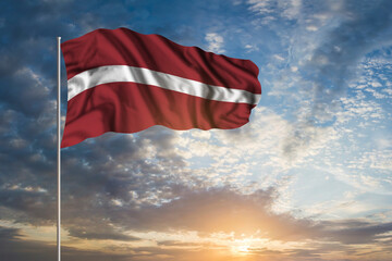 Waving National flag of Latvia