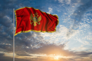 Waving National flag of Montenegro