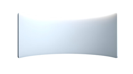 Curved digital display panel with white screen, isolated on transparent background