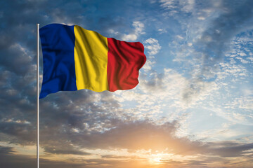 Waving National flag of Romania