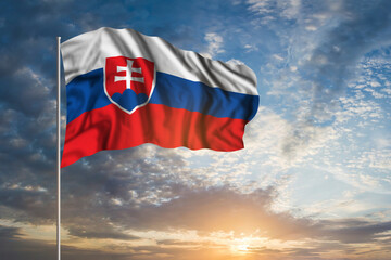 Waving National flag of Slovakia