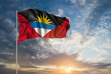 Waving National flag of Antigua and Barbuda