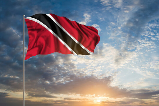 Waving National flag of Trinidad and Tobago