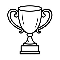A black and white trophy illustration line art of a coloring page