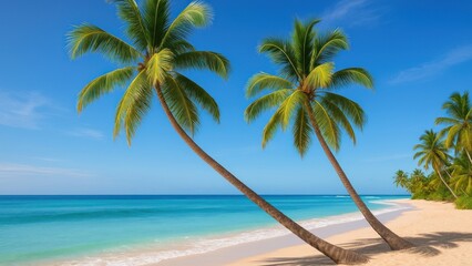 Obraz premium Tropical paradise with palm trees