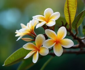 Naklejka premium Frangipani, Plumeria flower, in the wild