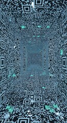 Abstract QR Code Tunnel, Digital Art, Perspective