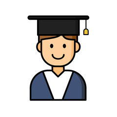 Graduate student icon on white background.
