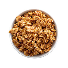 Obraz premium A white bowl filled with granola, isolated on transparent background