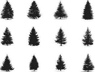 Different Style Black Christmas Tree Silhouette