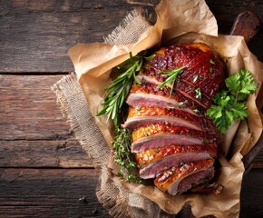 Duck breast, roast meat on the table