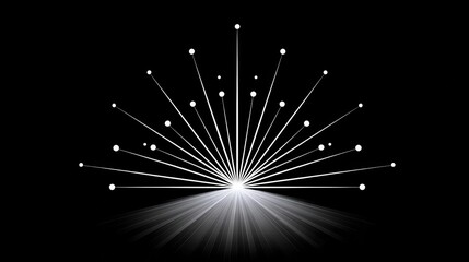 Fototapeta premium Abstract light rays emerging from a central point against a dark background.