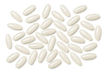 Vector illustration showing falling rice grains on transparent background, ideal for food packaging design and culinary graphics