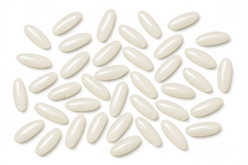 Vector illustration showing falling rice grains on transparent background, ideal for food packaging design and culinary graphics