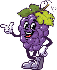 Grape mascot cartoon with an idea