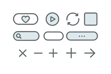 Collection of interactive user interface buttons designed for digital applications and websites