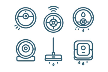 Innovative household cleaning robots in various functional designs with efficiency in mind