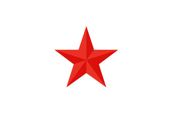 Obraz premium Vivid Red Five-Pointed Star with Geometric Facets.