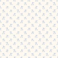 Hand drawn cherry cottage core seamless pattern with a charming whimsical coquette design. Soft blue, pastel, and nostalgic print. Perfect for textiles and romantic vintage-inspired decor.