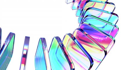 Abstract geometric animation, rotating colorful glass shapes, 4k looping video, 3d render - Powered by Adobe