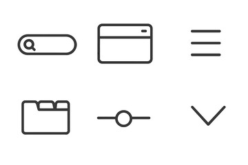 Icons representing user interface elements displayed on a clean background during a software design session