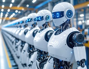 Fototapeta premium 自動化された製造ラインで作業するロボット