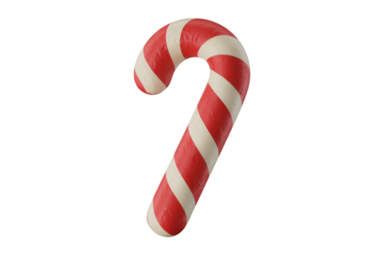 Single Red and White Striped Candy Cane on Black Background