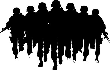  American Army, Military,  Running Soldier Silhouettes with Weapons" 