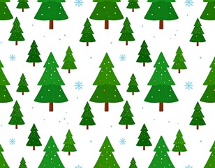 Christmas tree pattern on a white background with snowflakes