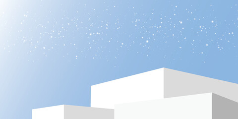 Snow podium skyblue winter abstract geometric minimal white peaceful calm outdoor cold architecture modern clean background